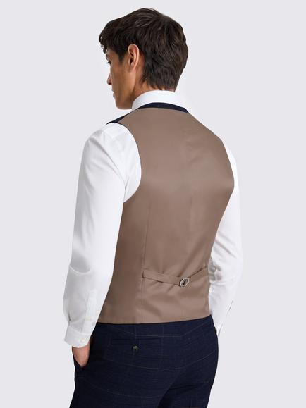 Moss Slim Fit Check Suit Waistcoat, Navy/Black - view 2, Navy/Black