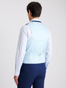Moss Slim Fit Slub Waistcoat, Blue - view 2, Blue