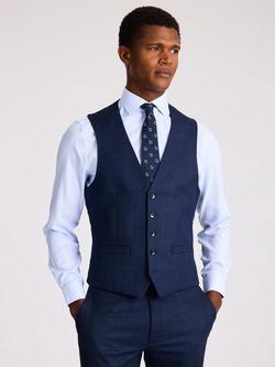 Moss Slim Fit Twisted Texture Waistcoat, Blue, Blue