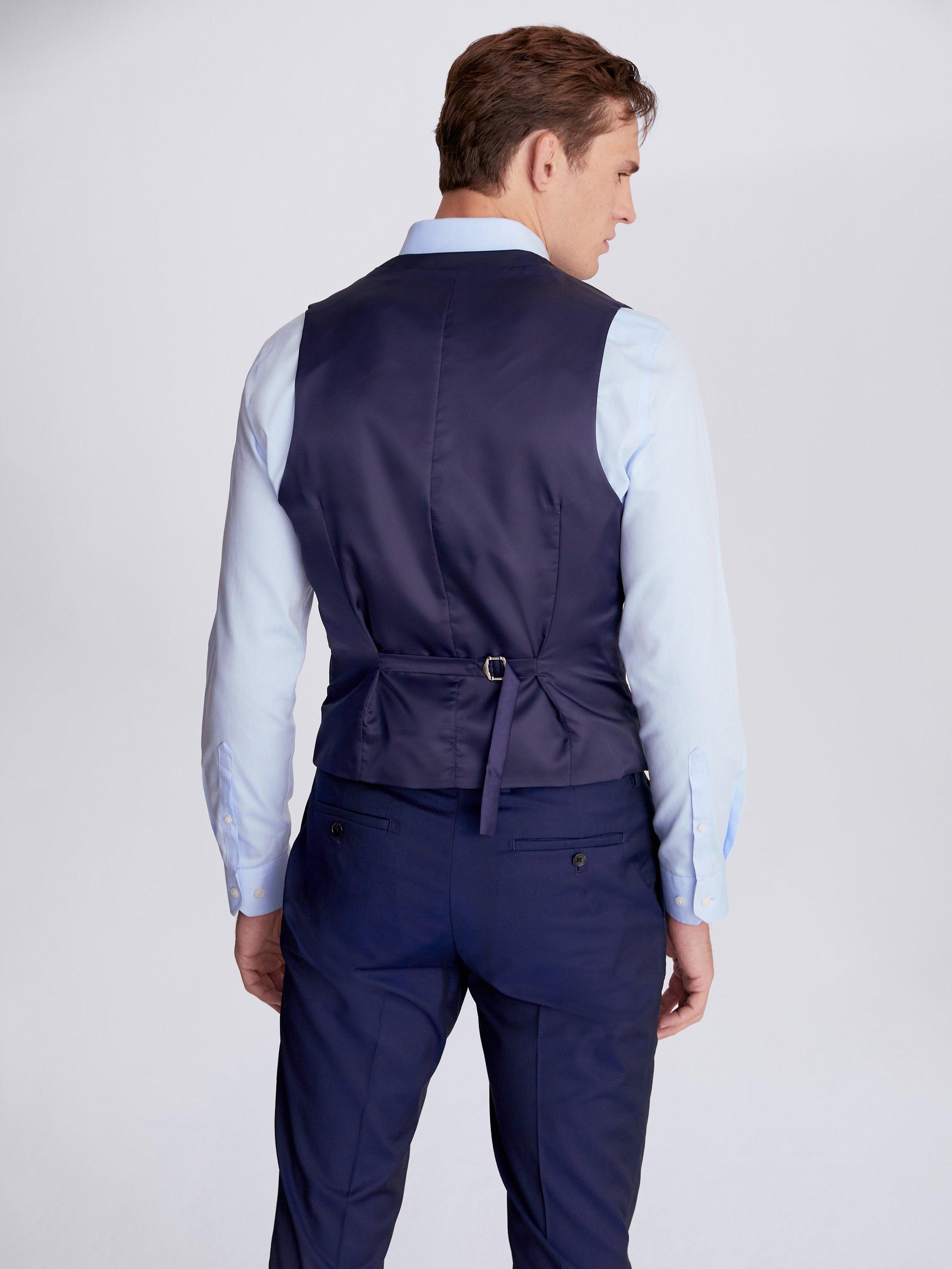 Product image 2 of 3, which shows Moss Slim Fit Stretch Waistcoat, Ink, 34R