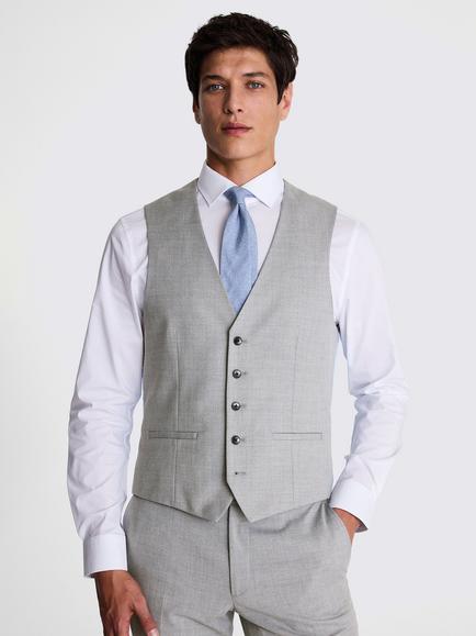 Moss Slim Fit Stretch Suit Waistcoat, Grey