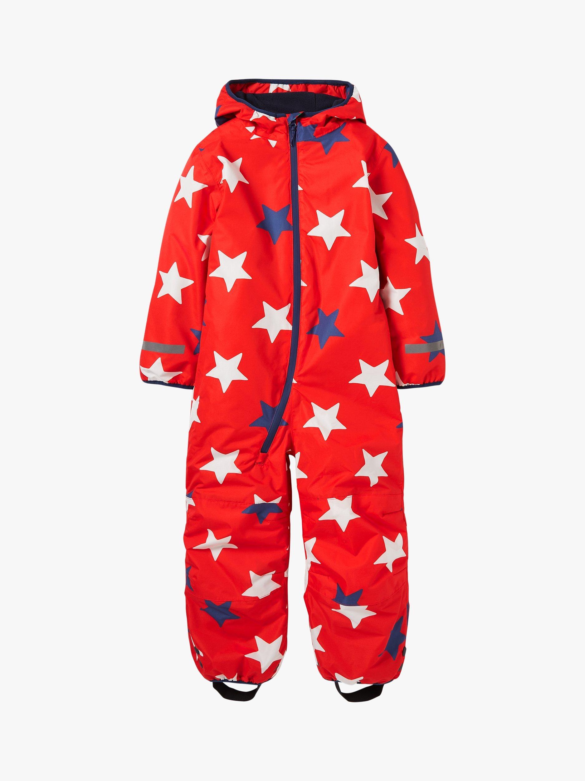 Mini Boden Kids' Stars Shower-Resistant Puddle Suit, Rockabilly Red