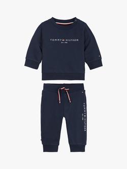 Tommy Hilfiger Baby Essential Logo Crew Neck Sweatshirt and Joggers Set, Twilight Navy