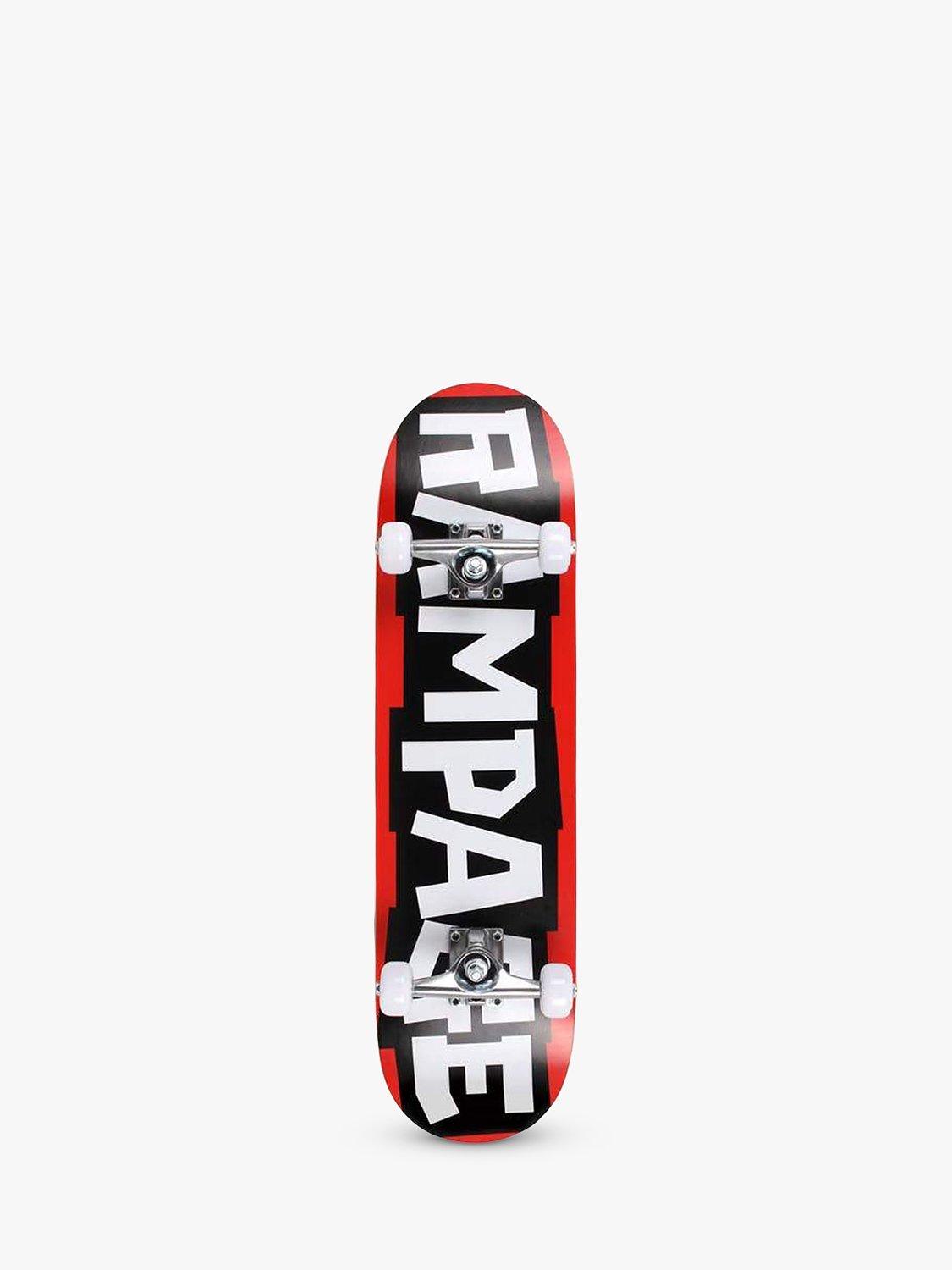Rampage Block Logo 8" Complete Skateboard, Red/White
