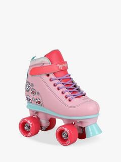 LMNADE Vibe Quad Roller Skates, Rose Pink Flowers, 5