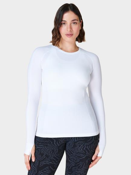 Sweaty Betty Athlete Seamless Long Sleeve Workout Top, White
