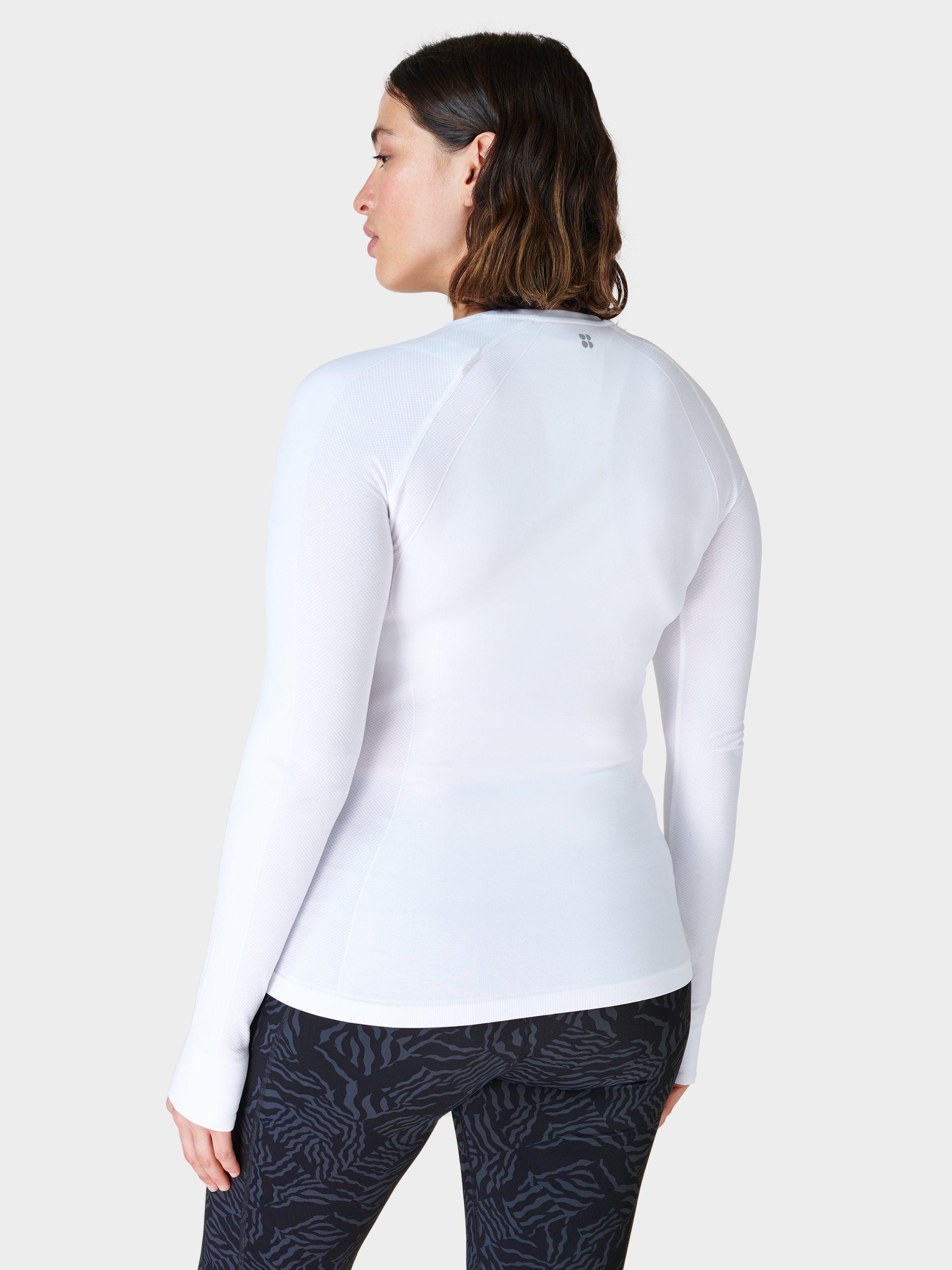 Product image 2 of 5, which shows Sweaty Betty Athlete Seamless Long Sleeve Workout Top, White, XS