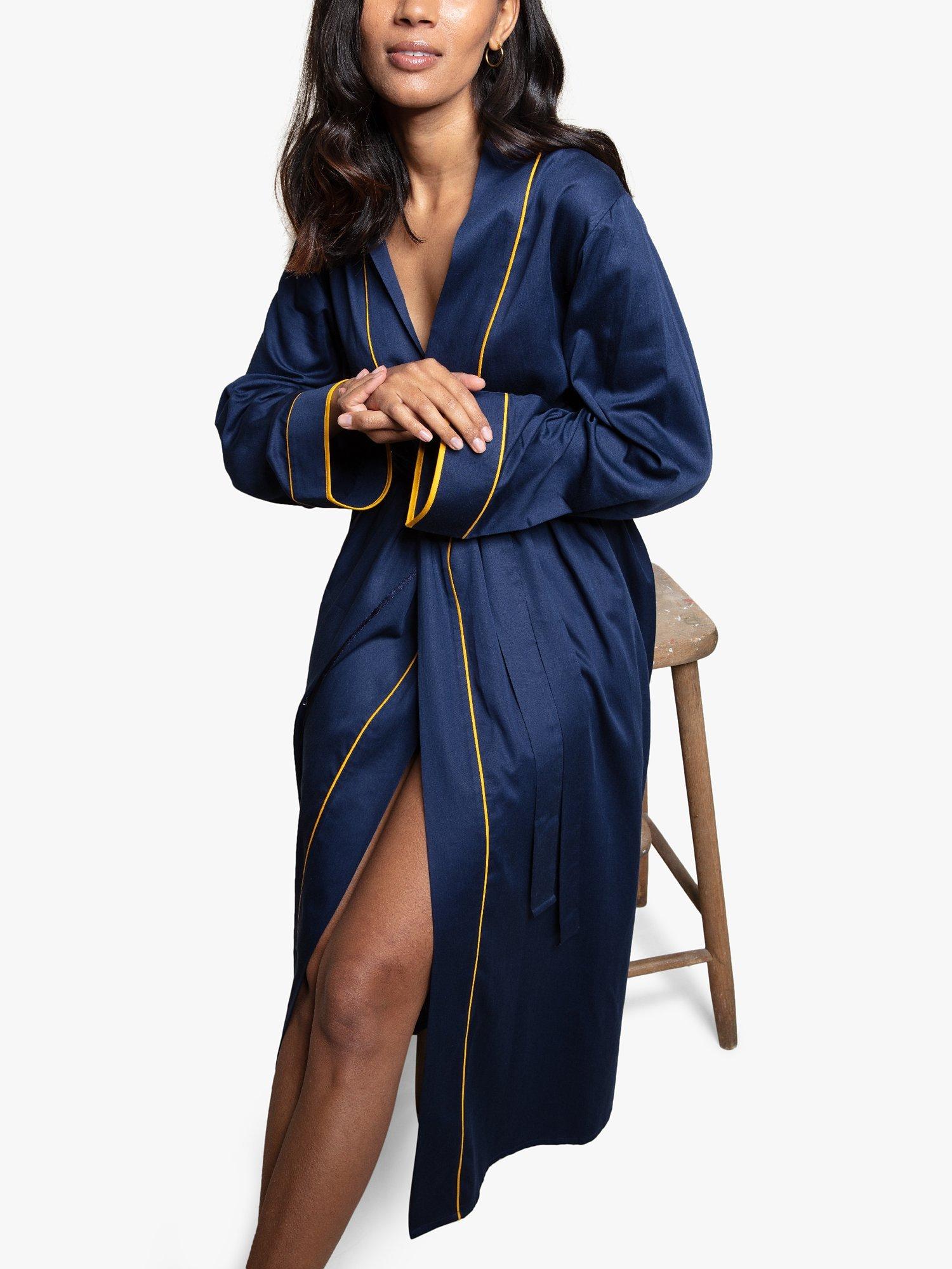 Product image 2 of 3, which shows Fable & Eve Chelsea Long Dressing Gown, Denim Blue, 8