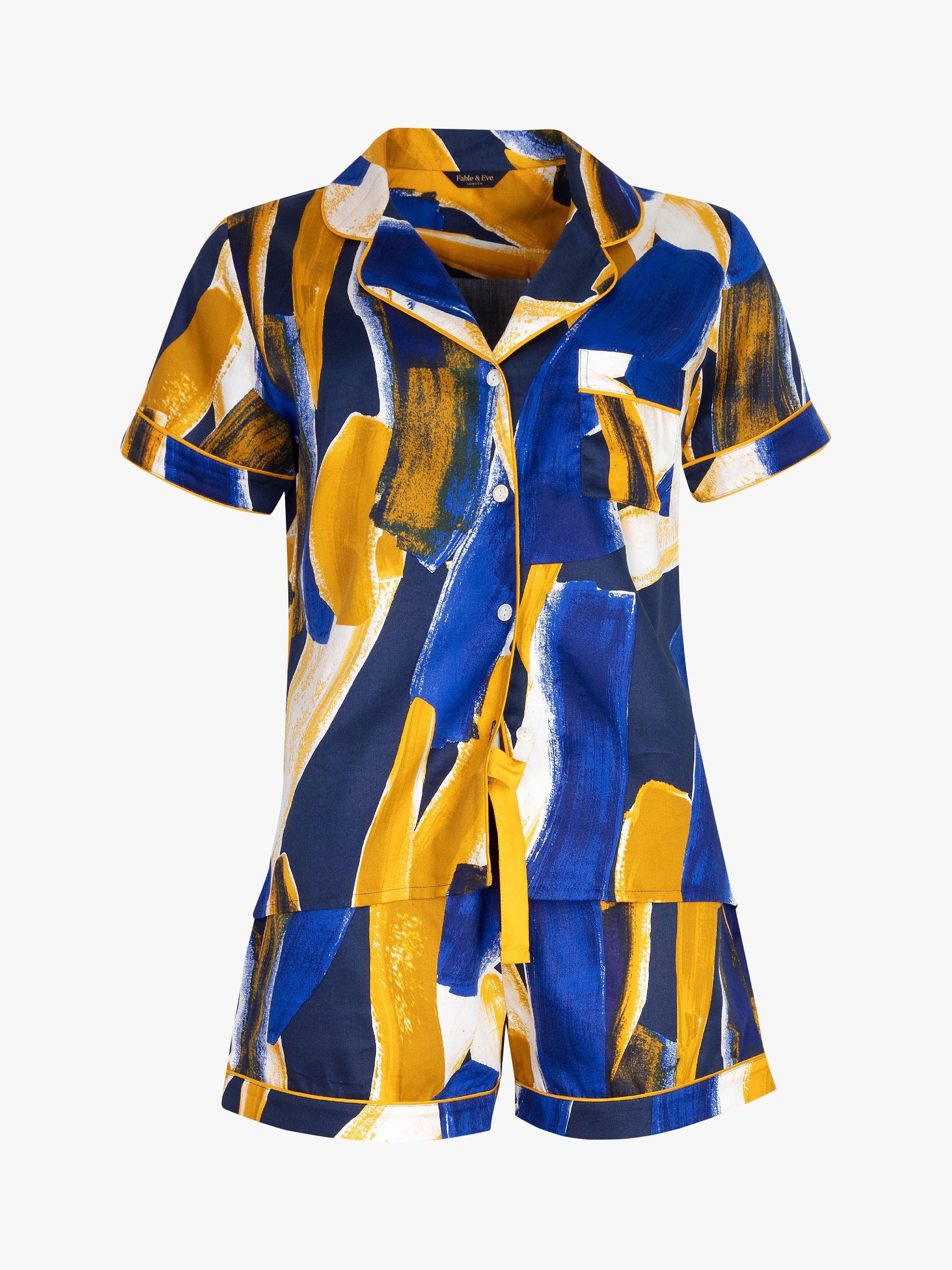 Product image 3 of 3, which shows Fable & Eve Chelsea Abstract Shortie Pyjama Set, Blue/Multi, 8