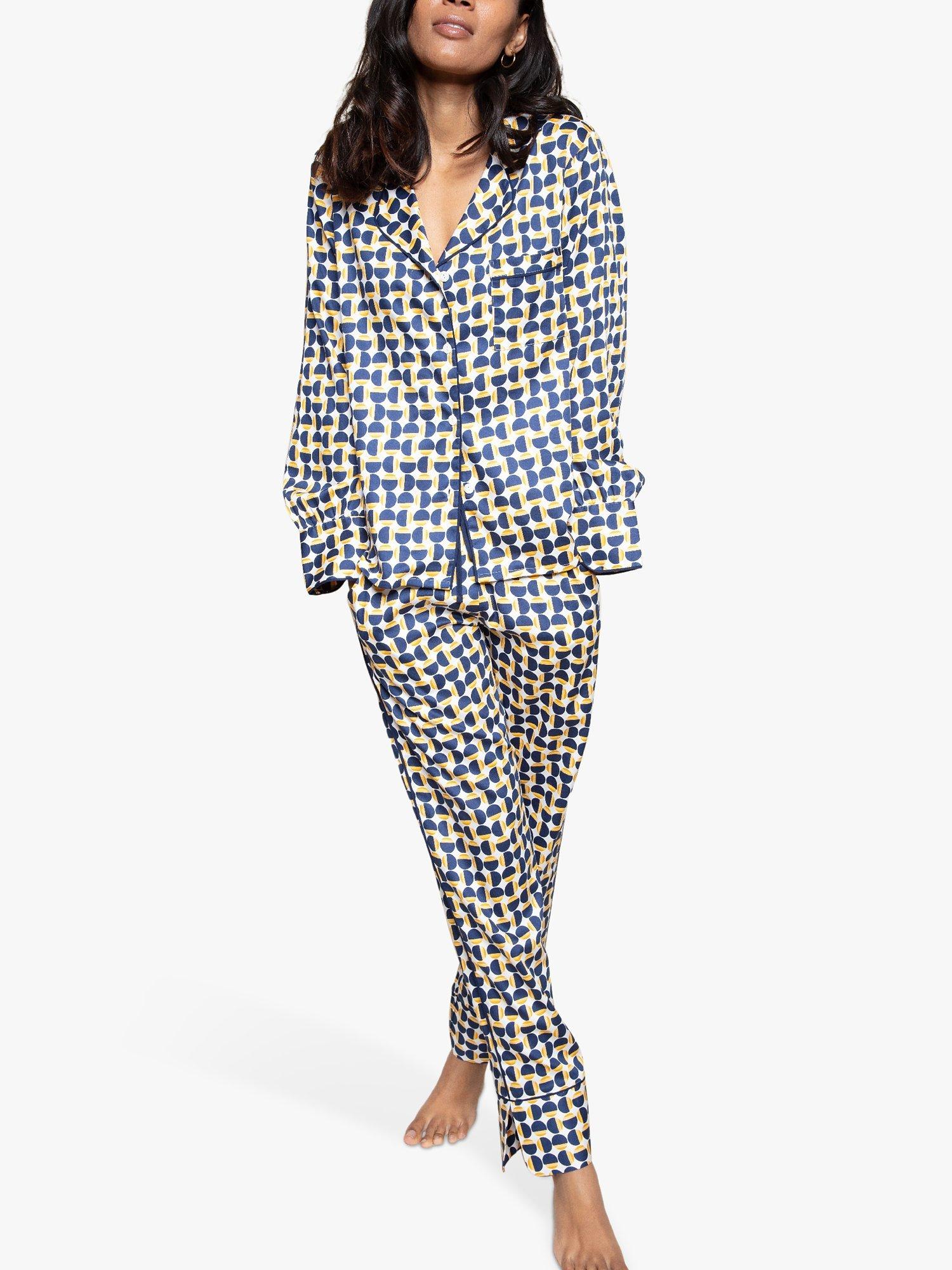 Product image 1 of 3, which shows Fable & Eve Chelsea Geometric Pyjama Set, Blue/Multi, 8