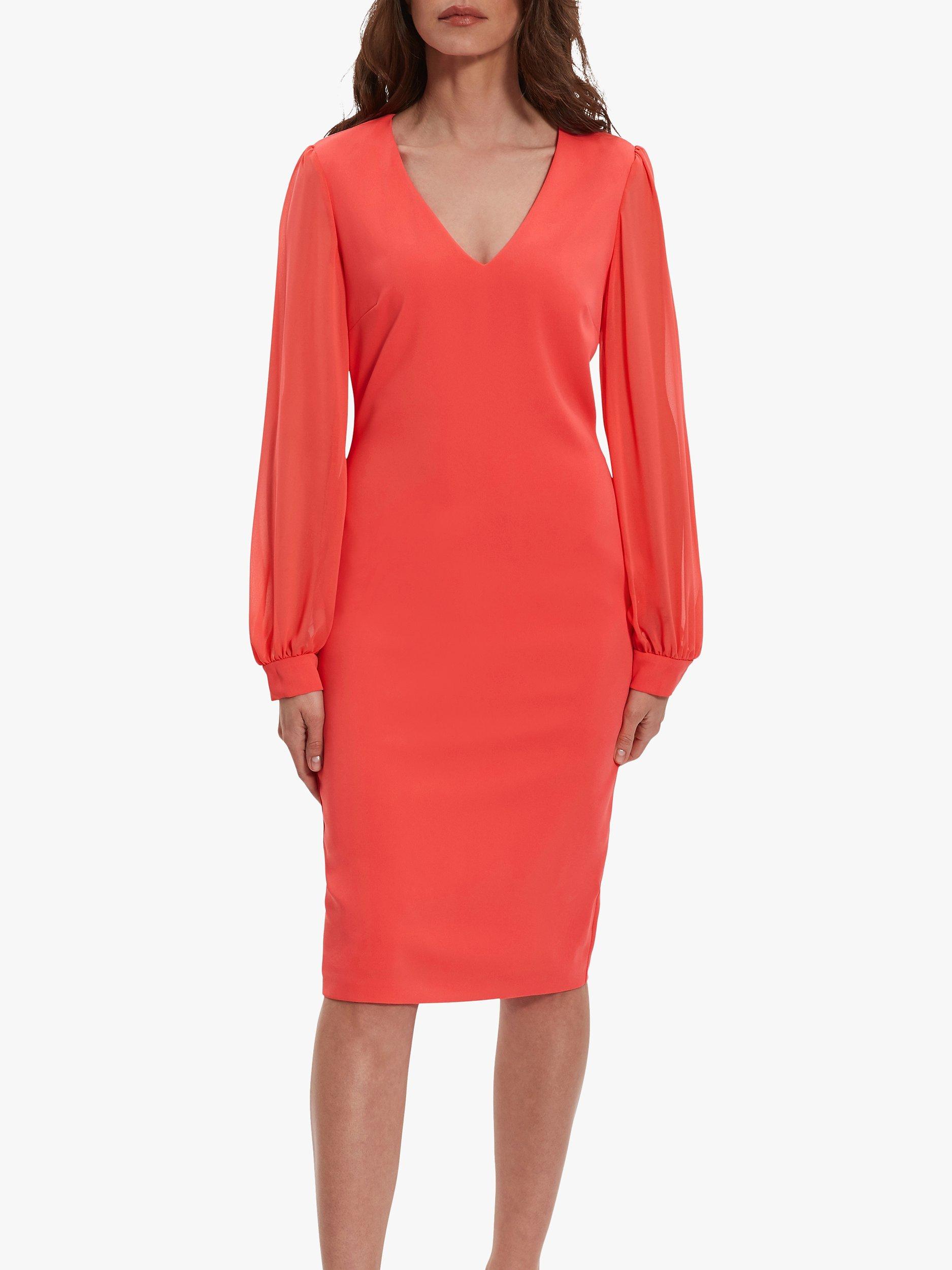 Gina Bacconi Lenuta Crepe Dress, Coral