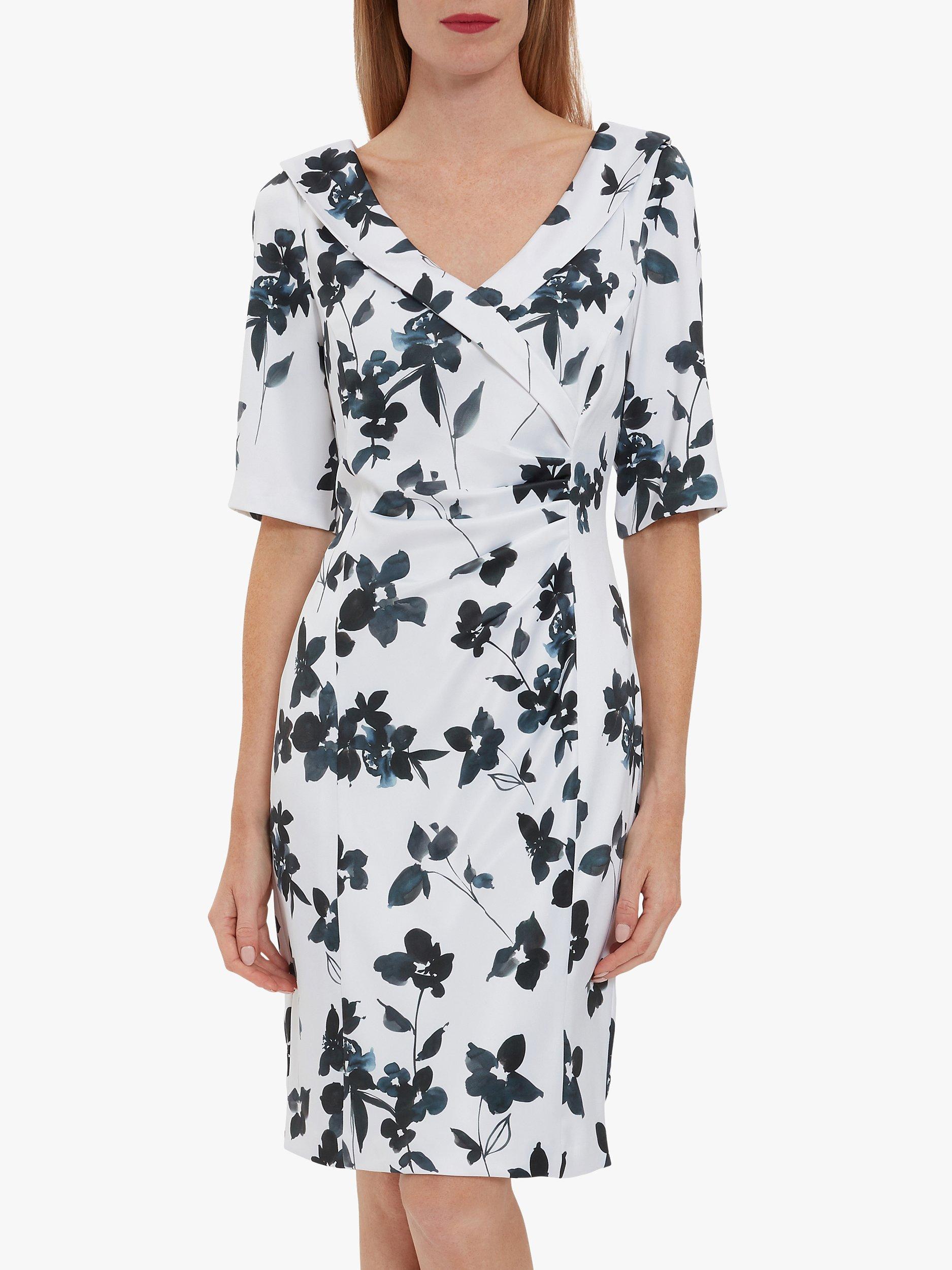 Gina Bacconi Sanchia Floral Satin Dress, White/Black