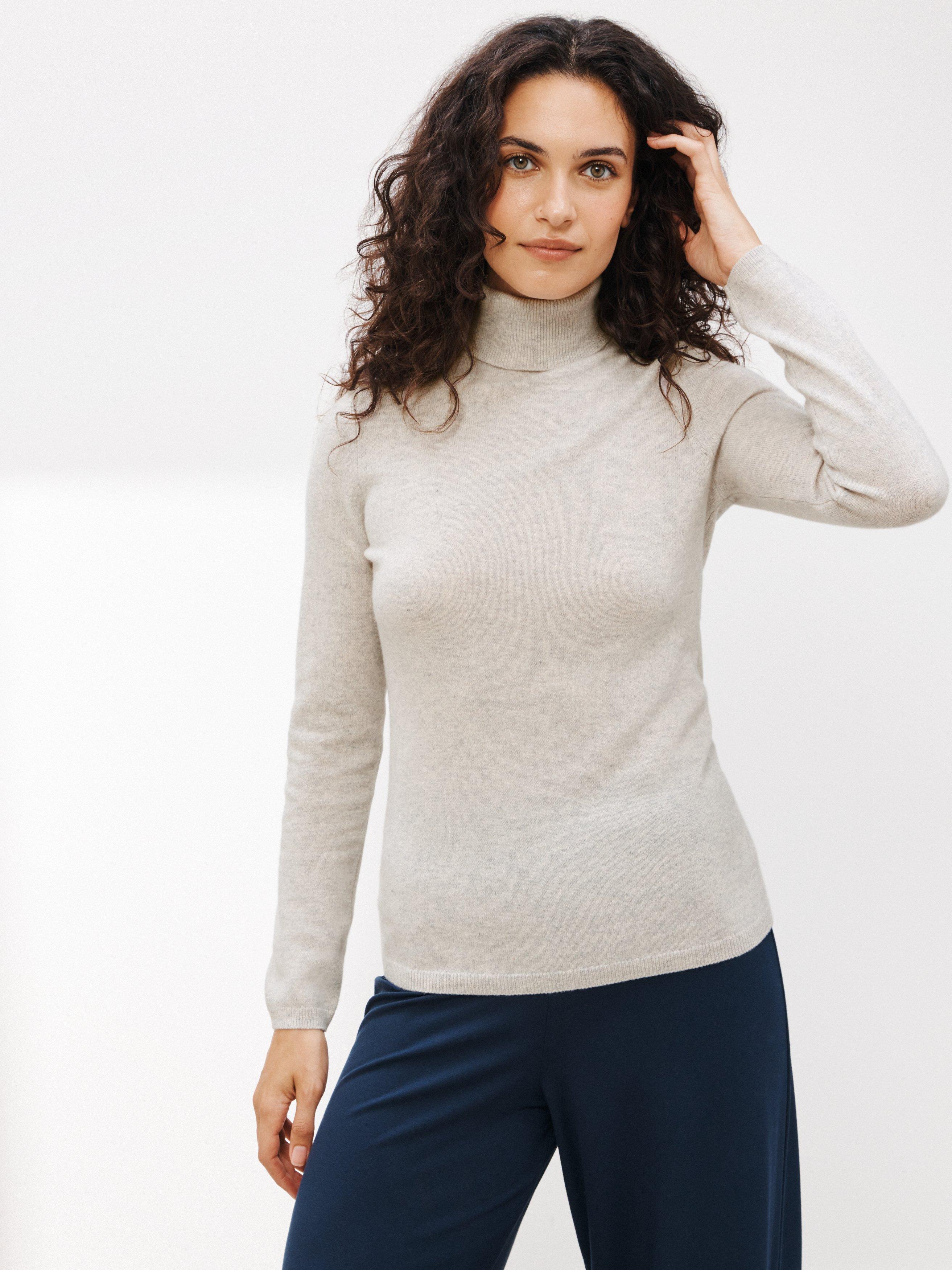 John Lewis Cashmere Roll Neck Sweater, Light Grey, 12