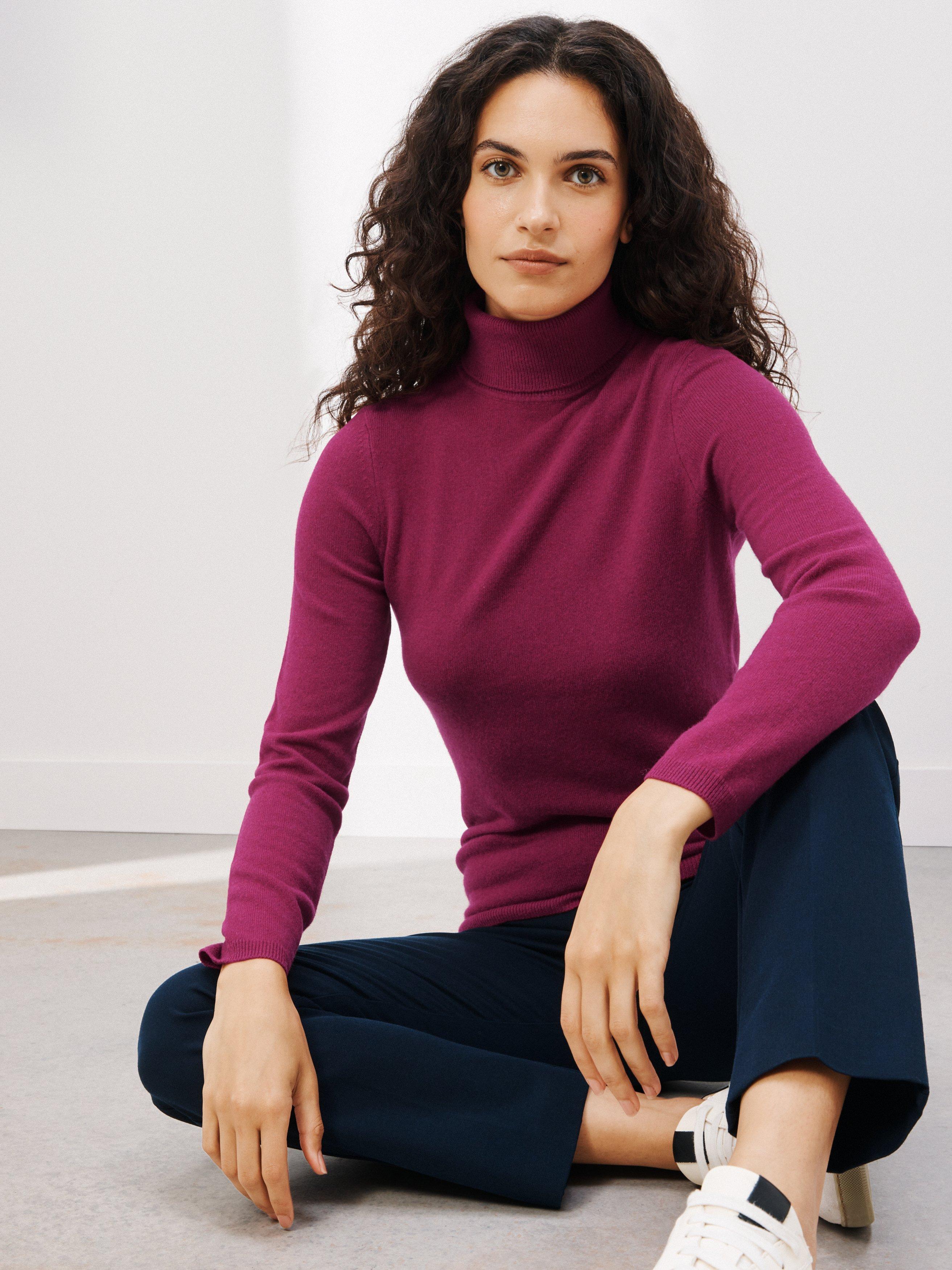 John Lewis Cashmere Roll Neck Sweater, Berry