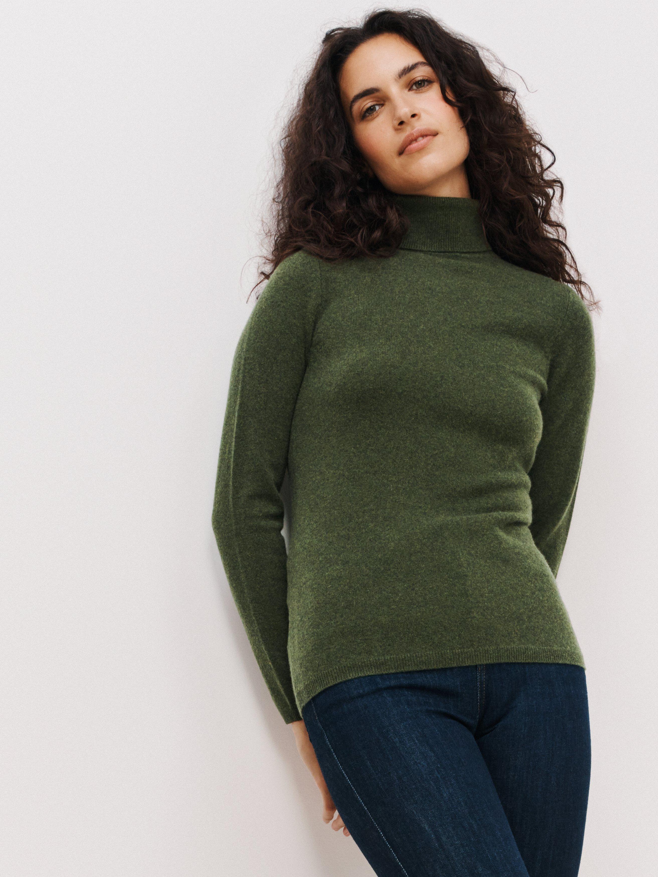 John Lewis Cashmere Roll Neck Sweater, Khaki