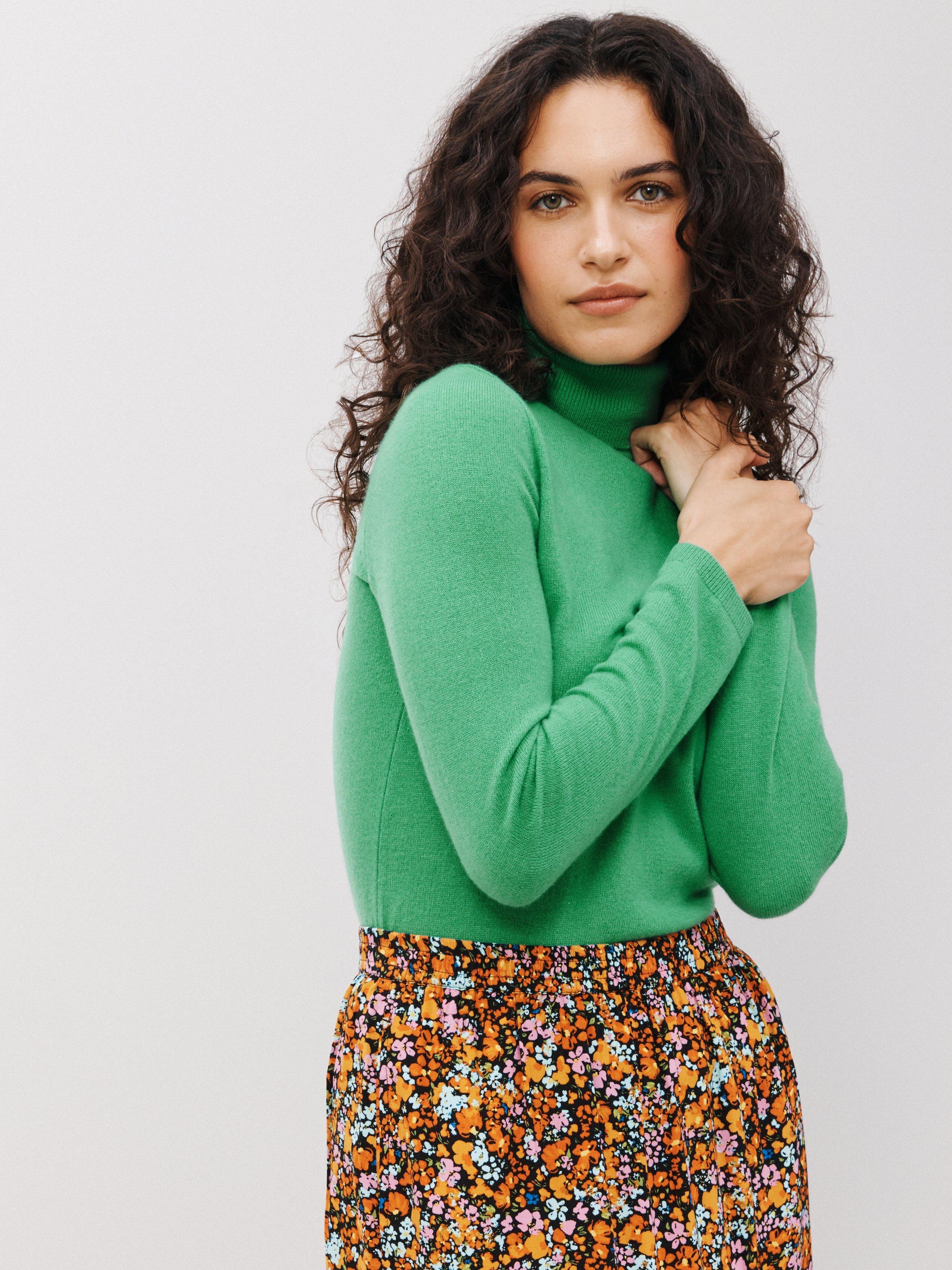 John Lewis Cashmere Roll Neck Sweater, Emerald Green