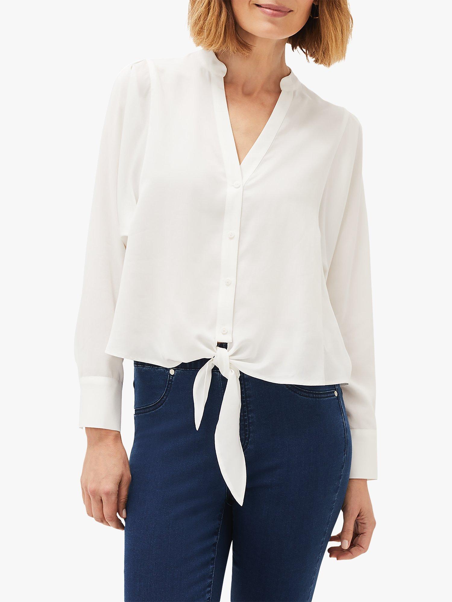 Phase Eight Maura Tie Front Blouse, White