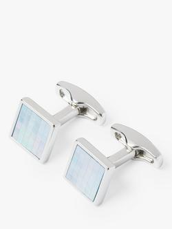 Simon Carter Mother of Pearl Small Square Chequer Cufflinks, Blue, Blue