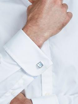 Simon Carter Mother of Pearl Small Square Chequer Cufflinks, Blue - view 2, Blue