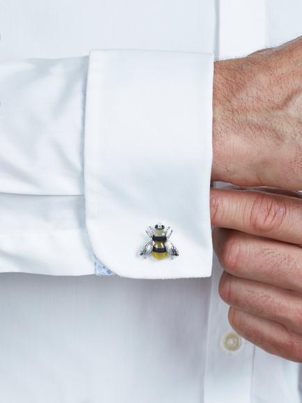 Simon Carter Darwin Bee Cufflinks, Yellow - view 2, Yellow