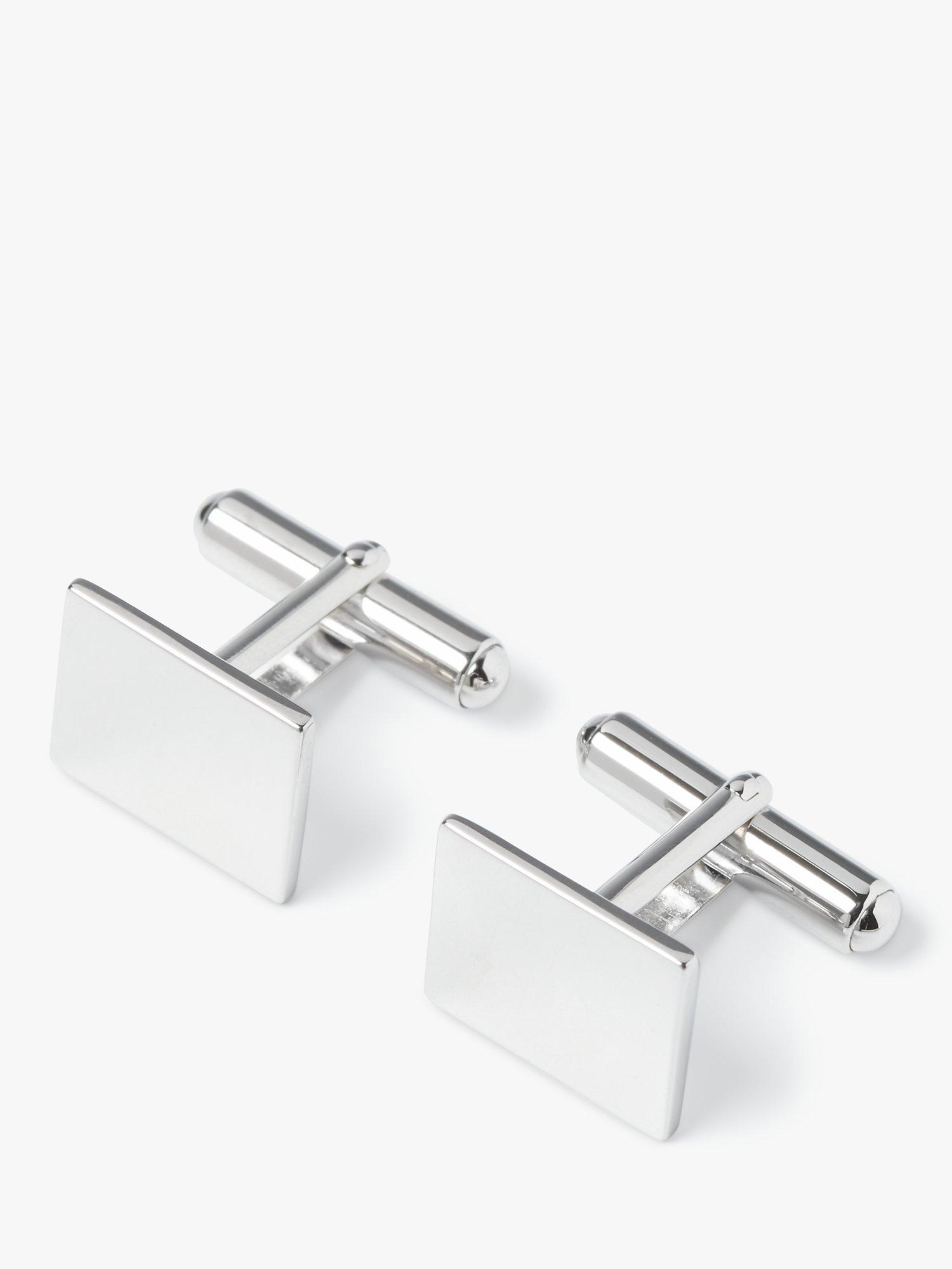 Simon Carter Sterling Silver Plain Rectangle Cufflinks, Silver