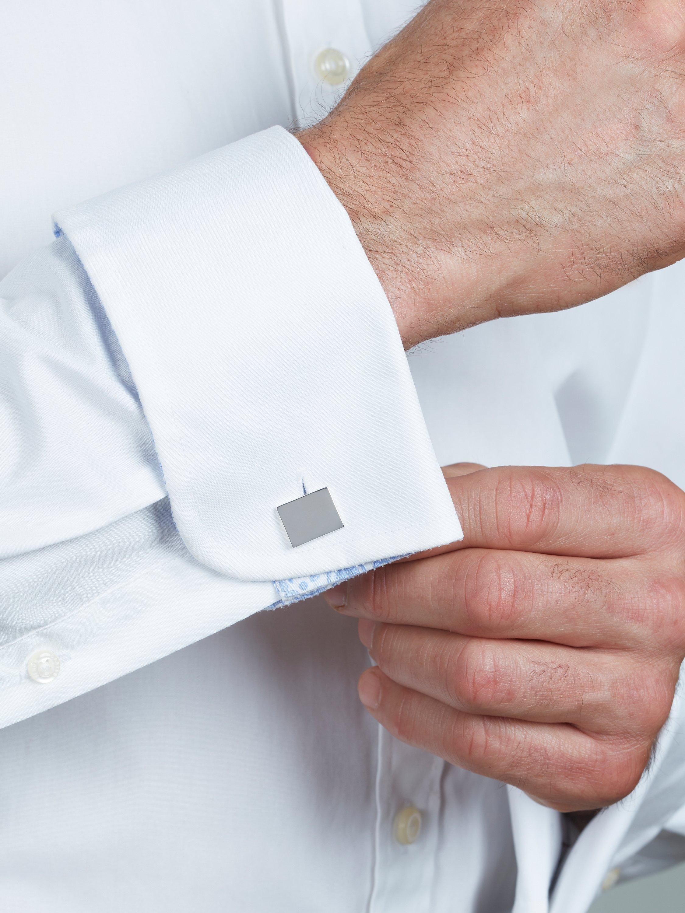 Simon Carter Sterling Silver Plain Rectangle Cufflinks, Silver