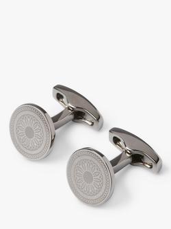 Simon Carter Laser Engraved Button Cufflinks, Gunmetal, Gunmetal