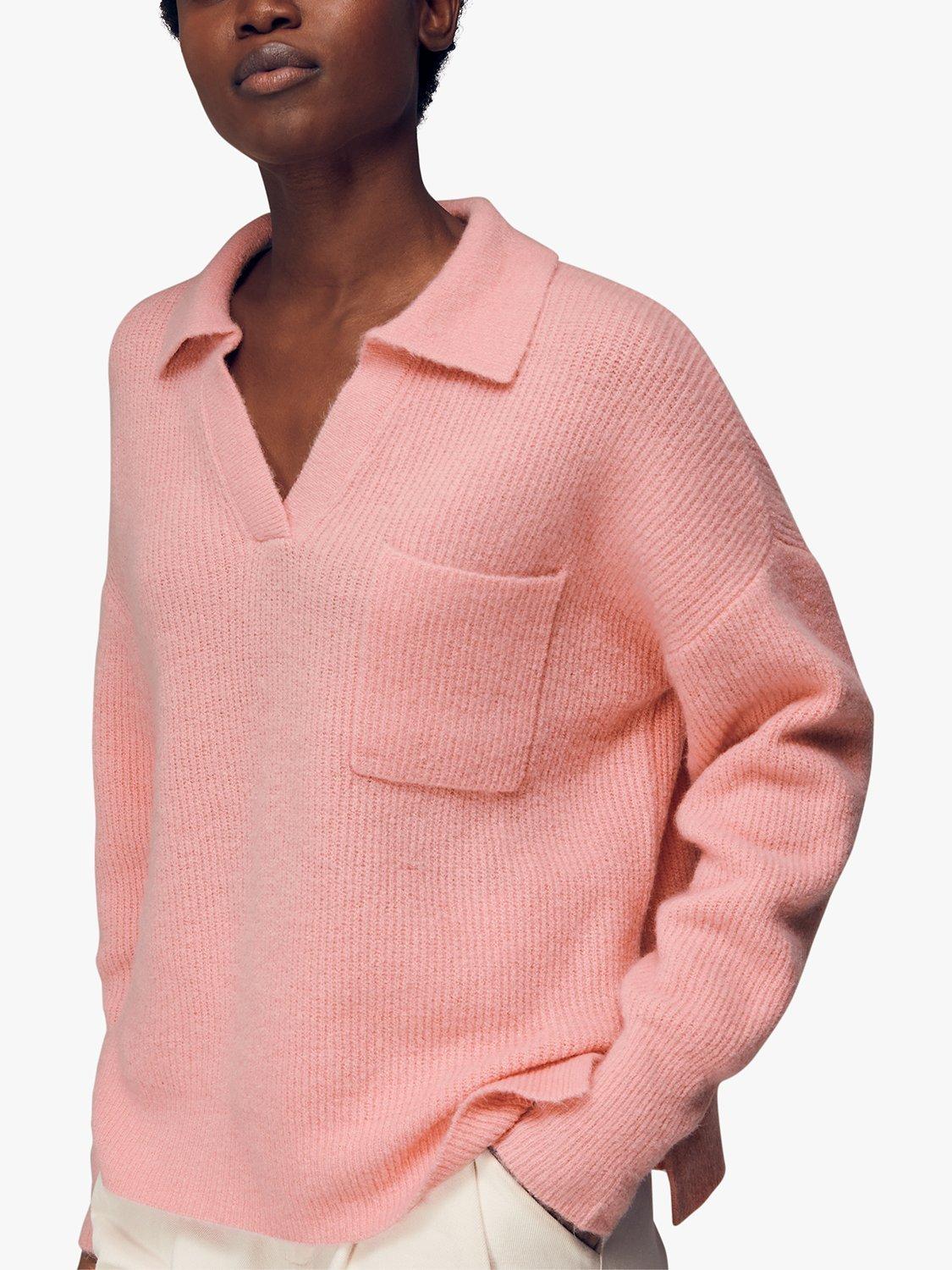 Whistles Rib Collared Jumper, Pink