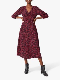 Hobbs Siena Abstract Print Midi Dress, Pink/Navy, Pink/Navy