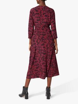 Hobbs Siena Abstract Print Midi Dress, Pink/Navy - view 2, Pink/Navy