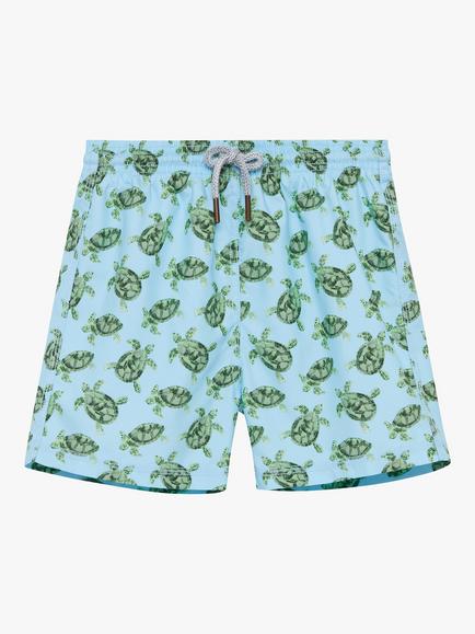Trotters Kids' Turtle Swim Shorts, Blue, Blue
