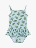 Trotters Kids' Turtle Peplum Swimsuit, Blue