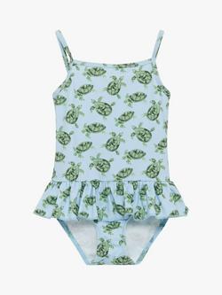 Trotters Kids' Turtle Peplum Swimsuit, Blue, Blue