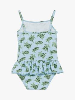 Trotters Kids' Turtle Peplum Swimsuit, Blue - view 2, Blue