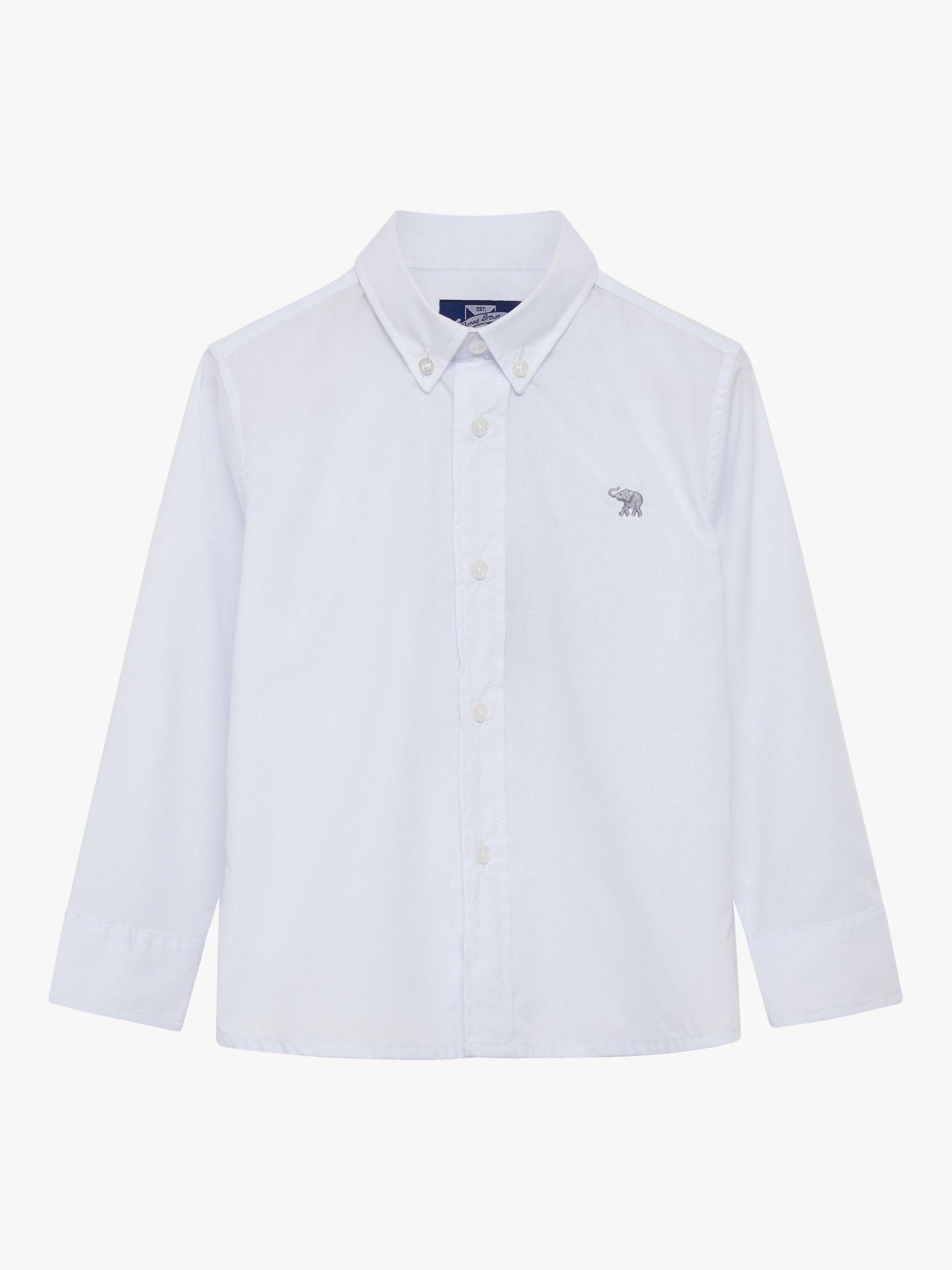 Trotters Kids' Thomas Brown Cotton Shirt, White, 2-3 years