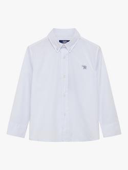 Trotters Kids' Thomas Brown Cotton Shirt, White