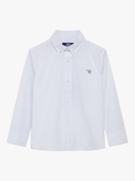 Trotters Kids' Thomas Brown Cotton Shirt, White