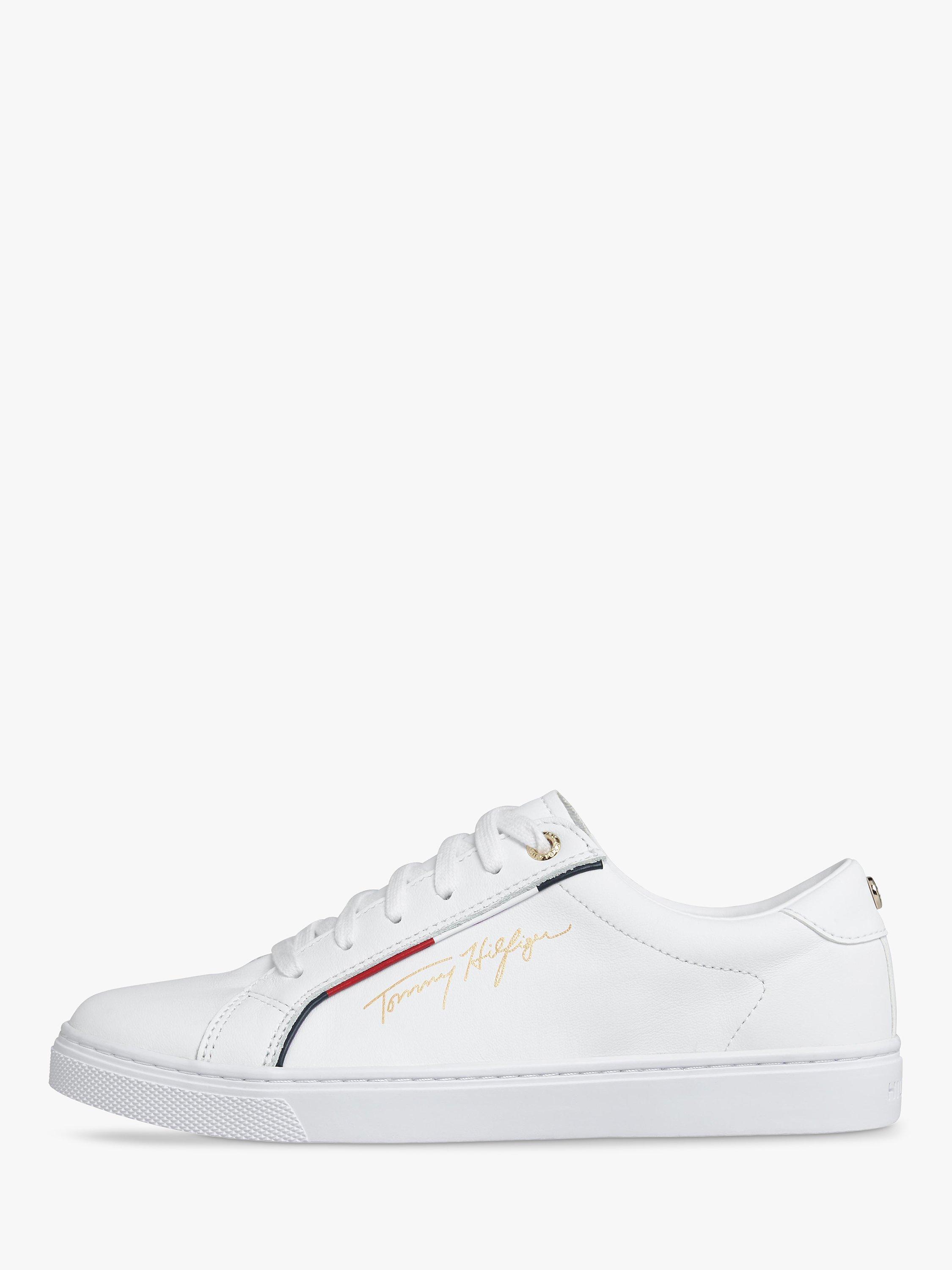 Product image 2 of 5, which shows Tommy Hilfiger Signature Leather Trainers, White, 3