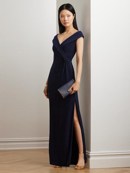 Lauren Ralph Lauren Leonidas Floor Length Column Gown, Lighthouse Navy