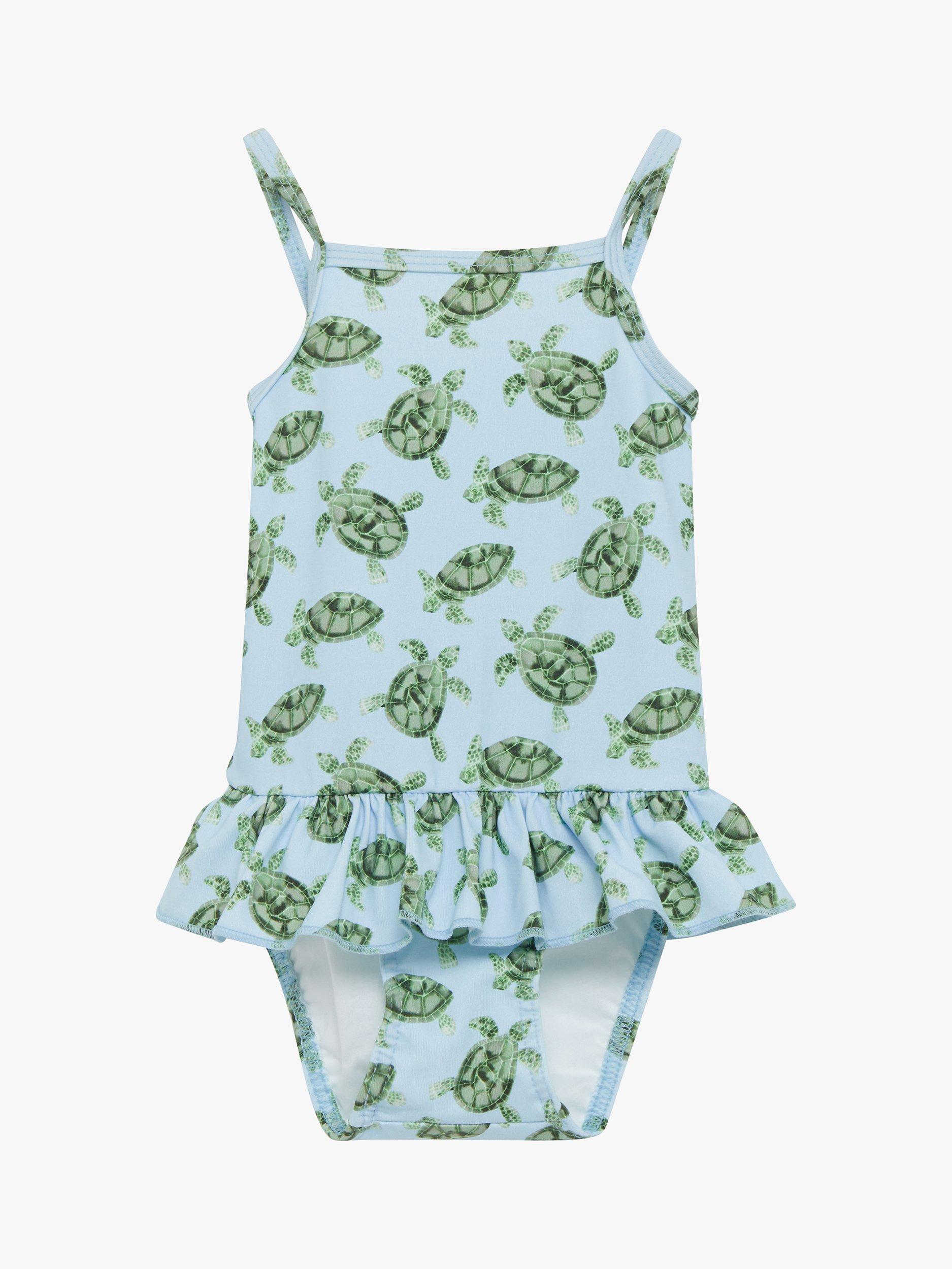 Trotters Baby Turtle Peplum Swimsuit, Blue, 3-6 months