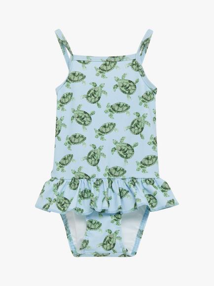 Trotters Baby Turtle Peplum Swimsuit, Blue, Blue
