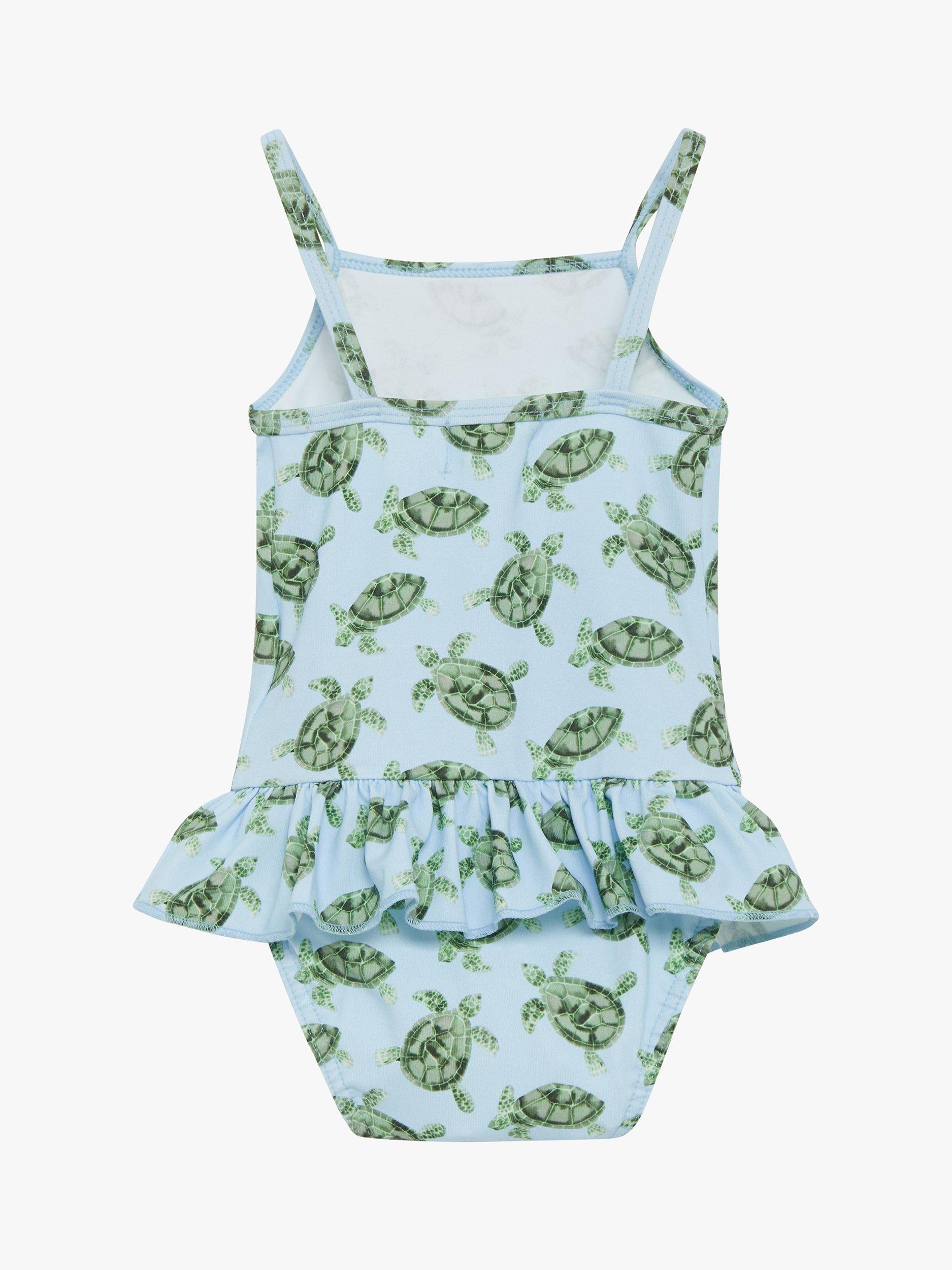 Trotters Baby Turtle Peplum Swimsuit, Blue, 3-6 months