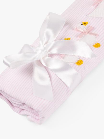 Trotters Baby Organic Cotton Jemima Duck Blanket, Pink/White, Pink/White