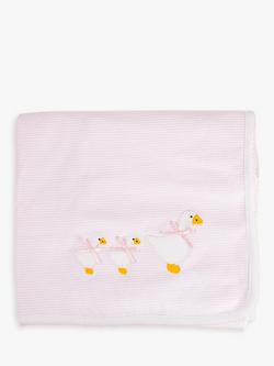 Trotters Baby Organic Cotton Jemima Duck Blanket, Pink/White - view 2, Pink/White
