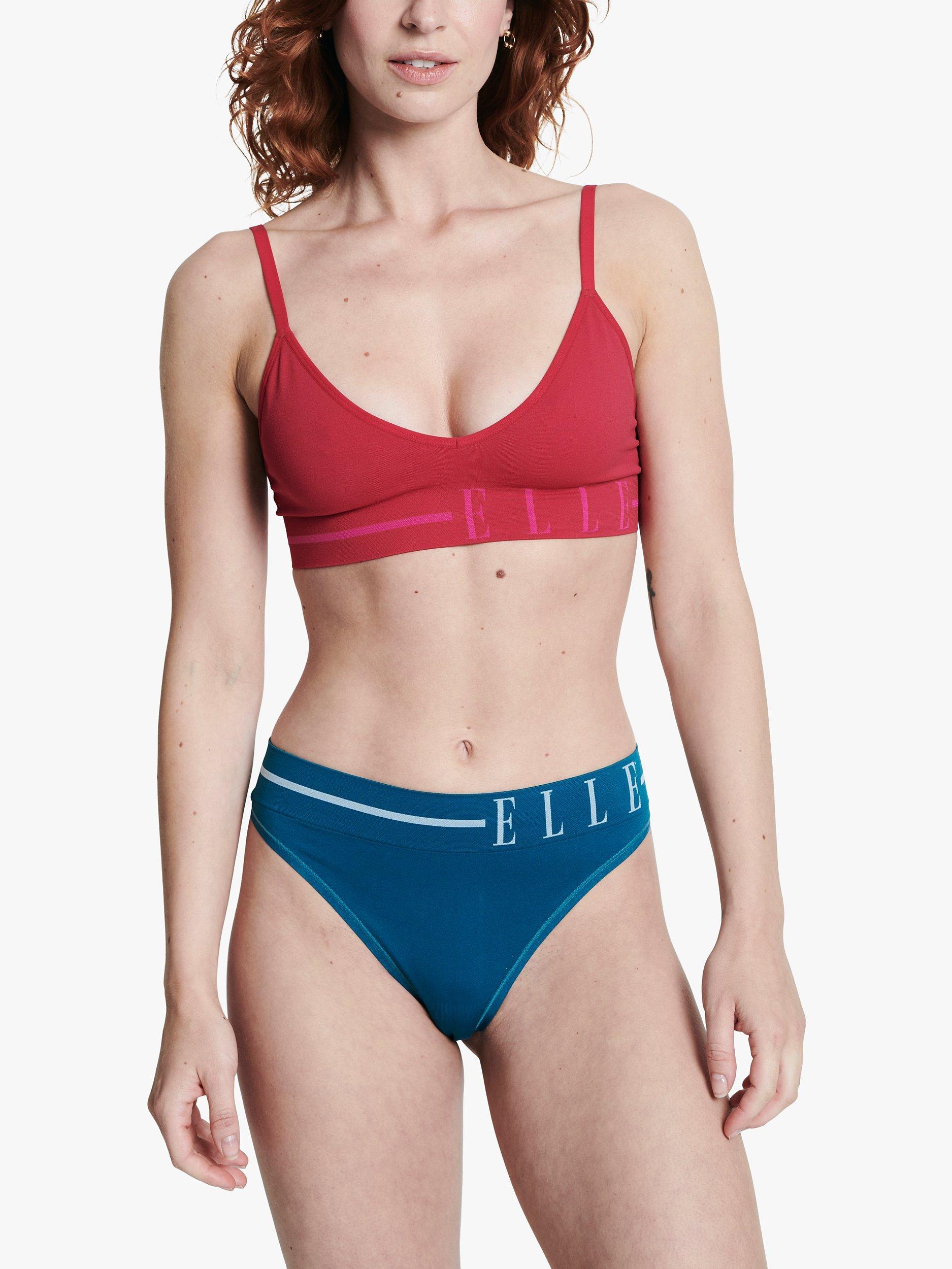 Product image 1 of 5, which shows ELLE Headline Seamless Thong, Blue Coral, M