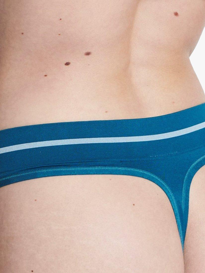 Product image 4 of 5, which shows ELLE Headline Seamless Thong, Blue Coral, M