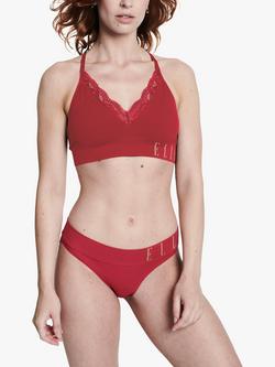 ELLE Rib Lace Trim Bikini, Persian Red