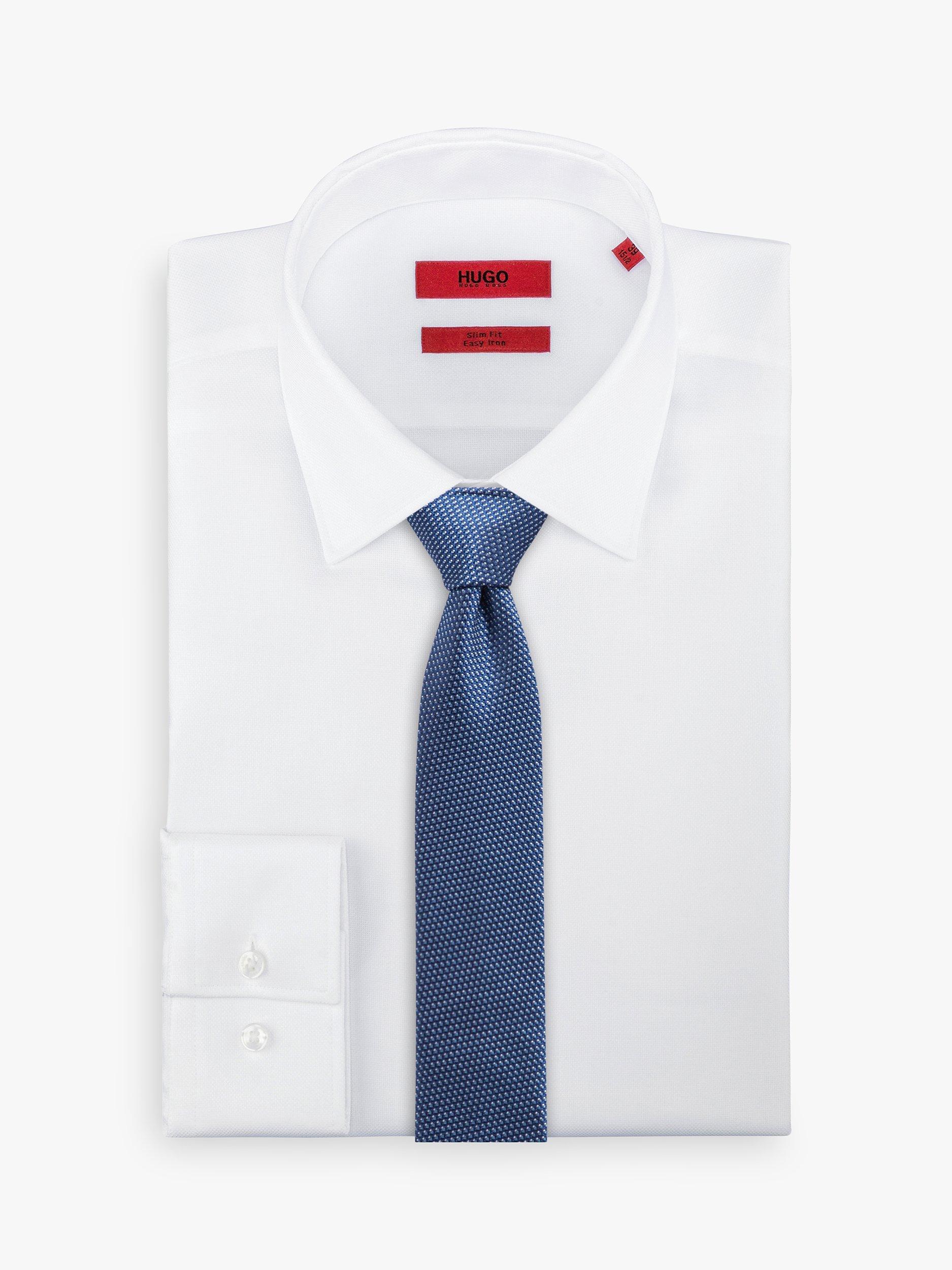 HUGO Silk Jacquard Micro Pattern Tie, Medium Blue