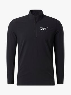 Reebok Performance Woven Quarter Zip Sweatshirt, Black