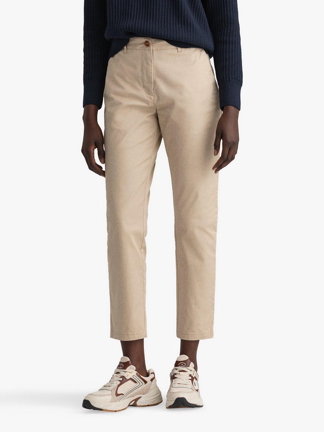 GANT Fryda Stretch Cotton Cropped Classic Chino Trousers, Dry Sand